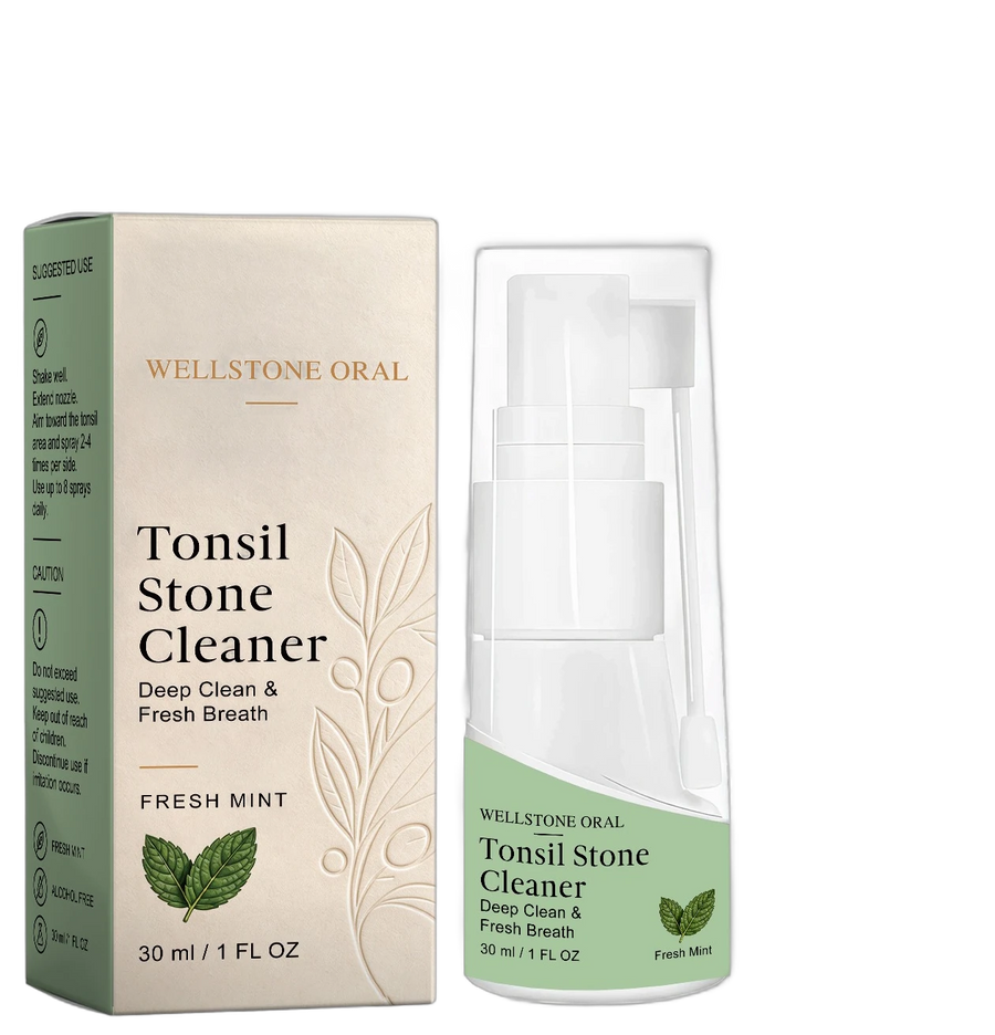 Tonsil Stone Cleaner box and spray bottle